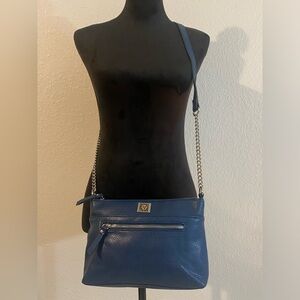 Anne Klein - Pebble Leather Crossbody- Blue